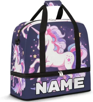 Cloud Unicorn Print Custom Foldable Duffle Bag with Shoes Compartment Personalized Large Capacity Waterproof Travel Weekender Bag Overnight Bag for Sports Gym