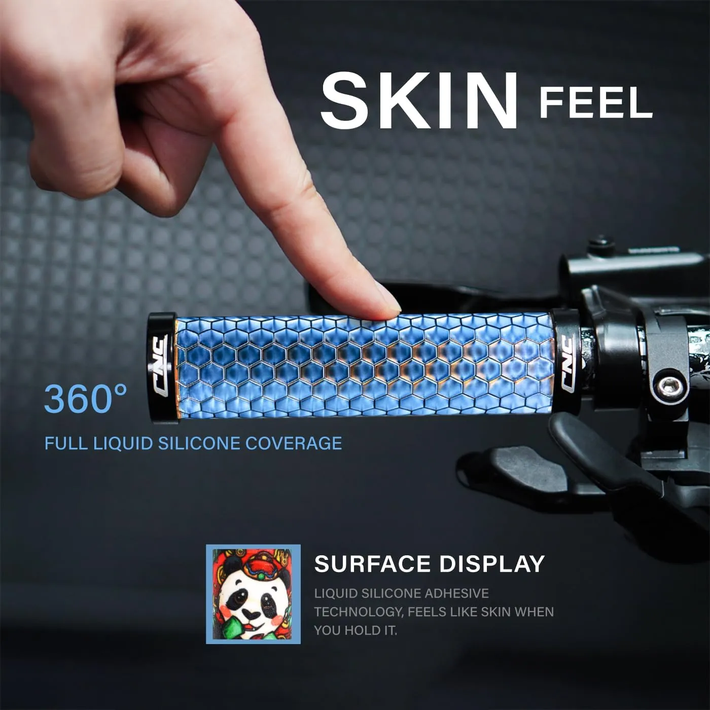CNC Mountain Bike Handlebar Grips,Silicone Bike Grips for MTB/BMX/Bicycle-Double Lock on Locking Design Bicycle Handlebar Grips.
