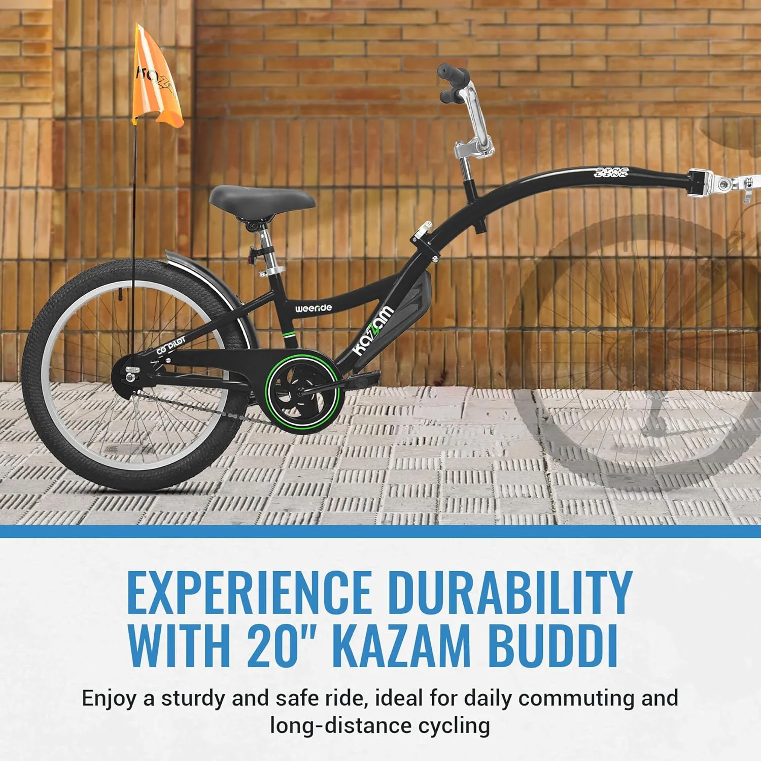 Co-Pilot Bike Trailer - 20 Inch Bike Trailer with Adjustable BMX Stem and Handlebar - Lightweight Aluminum Frame and Padded Saddle for Cycling - Perfect for Family Rides