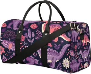 Colorful Dinosaurs Travel Duffel Bag for Women Men Waterproof Foldable Overnight Weekender Bag Large Capacity Sports Gym Bag