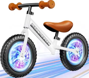 Colorful Lighting Toddler Balance Bike 2 3 Year Old,Balance Bike for Age 24 Months to 5 Years Old,12Inch Lightweight Steady Balancing Bike with Adjustable Handlebar&Seat,Birthday Gift for 2 3 4 5 Kids