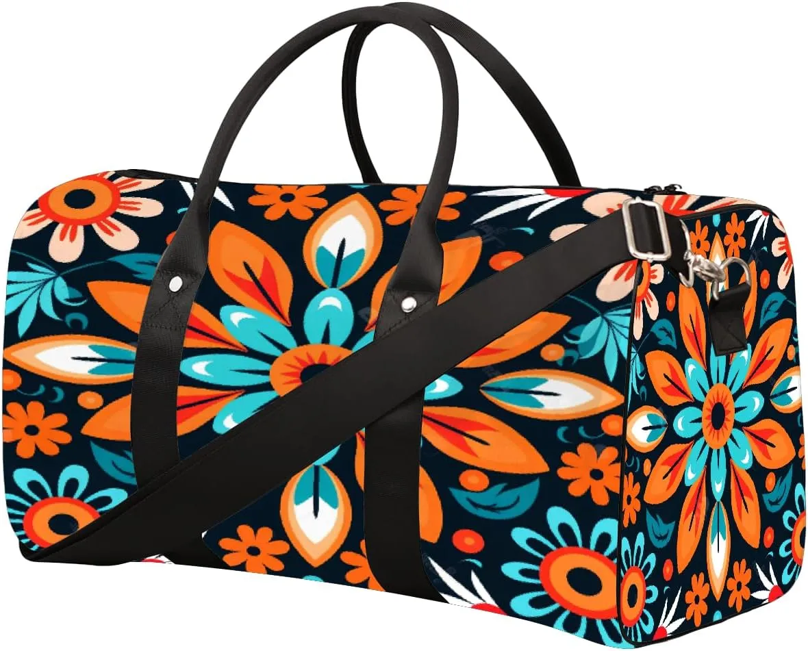 Colorful Symmetrical Art Travel Duffel Bag for Women Men Small Sport Gym Bag Waterproof Weekender Overnight Lightweight Carry on Foldable Gym Bag for Training Swim Yoga Traveling Handbag