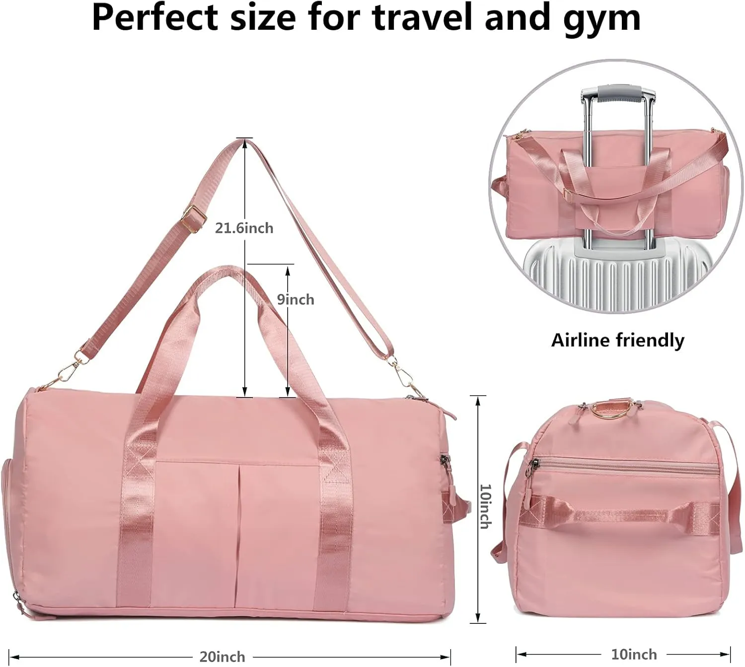 COLOYDuffle Bag For Women, Sports Duffel Bag for COLOY with Wet Pocket & Shoe Compartment, Overnight Weekender Travel Bag(Pink)(0 pink)