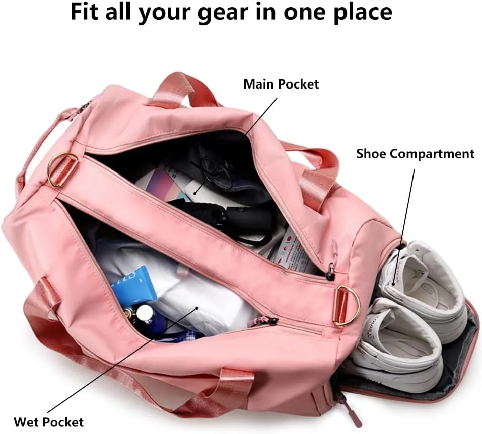 COLOYDuffle Bag For Women, Sports Duffel Bag for COLOY with Wet Pocket & Shoe Compartment, Overnight Weekender Travel Bag(Pink)(0 pink)
