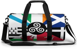 Combined Flag of The Celtic Nations Unisex Gym Bag Travel Duffel Bags Overnight Sport Tote with Compartment for Weekender Vacation