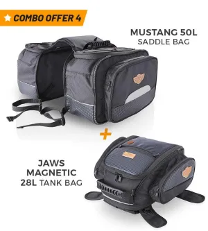 Combo 4: Mustang 50L Saddle Bag   Jaws Magnetic 28L Tank Bag