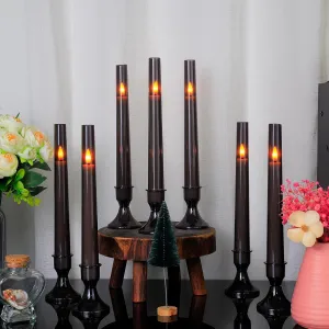 Comenzar 12PC Flameless Taper Candles - LED Fake Candles with Timer, Flickering Design with Base, Perfect for Home, Windows, Weddings, Parties(Gray)