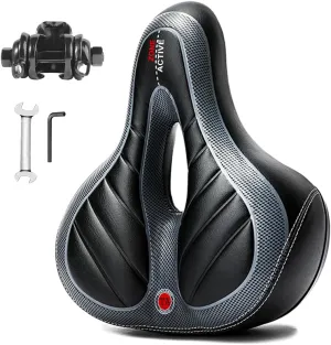 Comfort Bike Saddle Seat with Dual Shock Absorbing Ball,Thickened Memory Foam,Waterproof Universal Replacement Wide Bicycle Saddle Seat for Bike/Road MTB Exercise Indoor Cycling