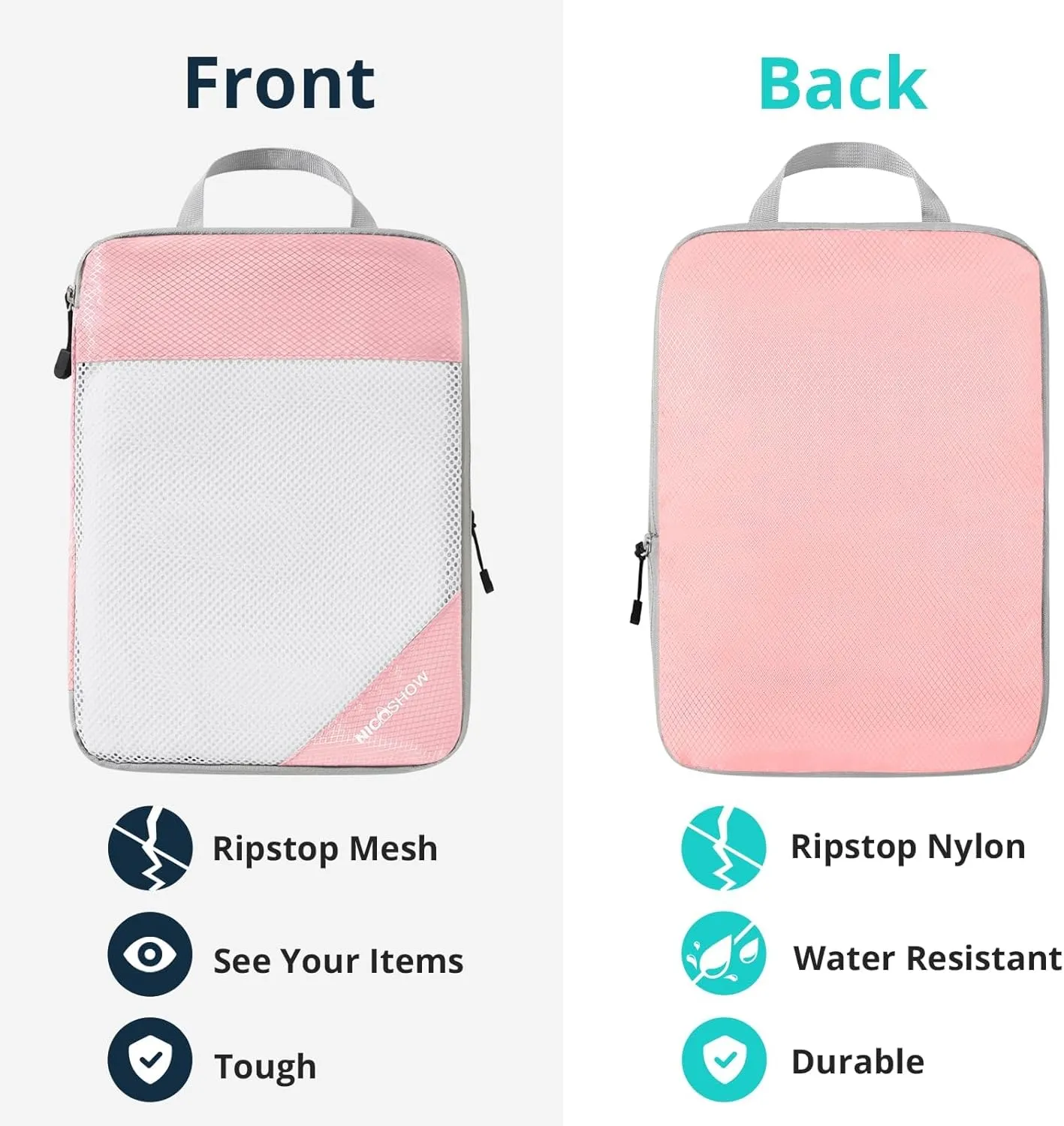 Compression Packing Cubes 3 Set, Compressible Space-Saving Packing Cubes for Travel - Compression Bags, Luggage Organizer, Travel Essentials for Women, Pink