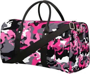 Cool Camo Travel Duffel Bag for Women Men Waterproof Foldable Overnight Weekender Bag Large Capacity Sports Gym Bag