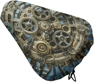 Cool Steampunk Gears Bike Seat Cover Water-Repellent Exercise Bike Seat Cushion Bicycle Saddle Cover with Drawstring Rain Snow Dust Covers for City Mountain Road Biking