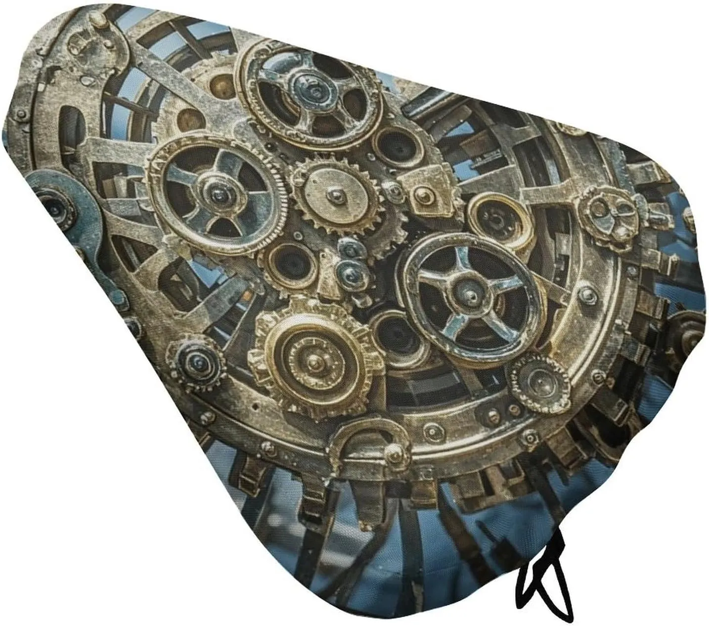 Cool Steampunk Gears Bike Seat Cover Water-Repellent Exercise Bike Seat Cushion Bicycle Saddle Cover with Drawstring Rain Snow Dust Covers for City Mountain Road Biking