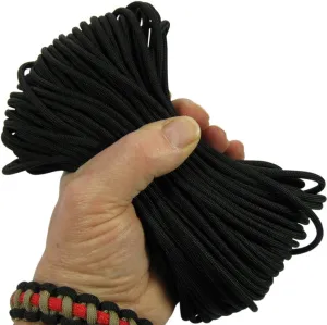 Cosmic Black 100ft.Paracord 550 Commercial, 100% Polyester Type III 7 Strand Military Survival Parachute Tent Camping Hiking Hunting Ropes Bracelets. Made in USA.