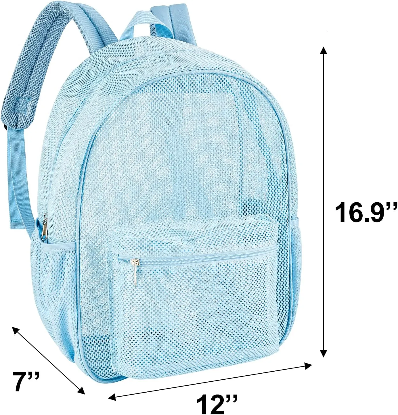 COVAX Heavy Duty Mesh Backpack, See Through College Backpack with Padded Shoulder Straps for Commuting, Swimming, Travel, Beach, Outdoor Sports (Blue)