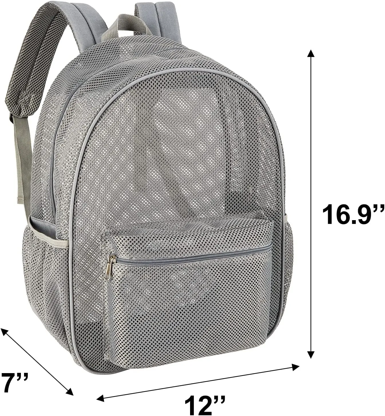 COVAX Heavy Duty Mesh Backpack, See Through College Backpack with Padded Shoulder Straps for Commuting, Swimming, Travel, Beach, Outdoor Sports (Grey)
