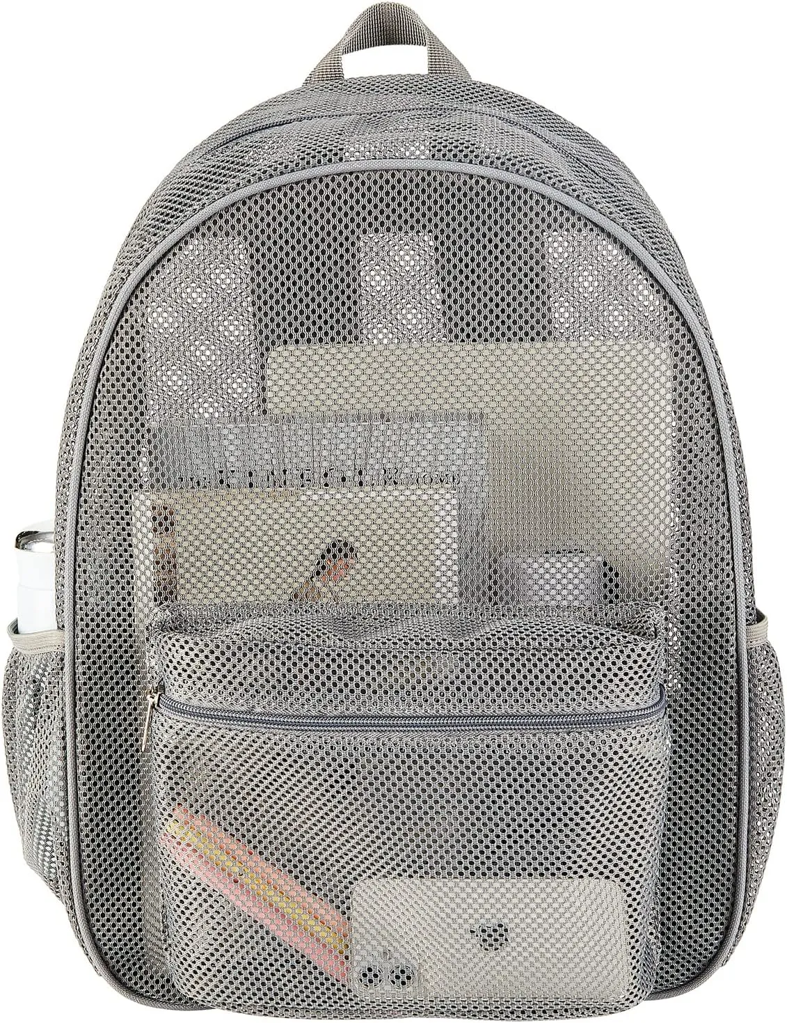 COVAX Heavy Duty Mesh Backpack, See Through College Backpack with Padded Shoulder Straps for Commuting, Swimming, Travel, Beach, Outdoor Sports (Grey)