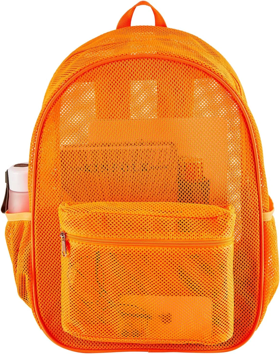 COVAX Heavy Duty Mesh Backpack, See Through College Backpack with Padded Shoulder Straps for Commuting, Swimming, Travel, Beach, Outdoor Sports (Orange)