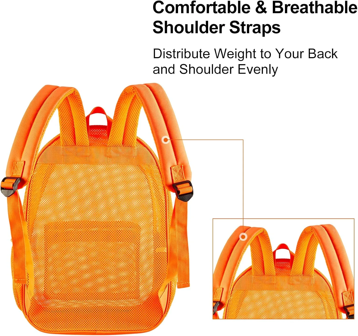 COVAX Heavy Duty Mesh Backpack, See Through College Backpack with Padded Shoulder Straps for Commuting, Swimming, Travel, Beach, Outdoor Sports (Orange)