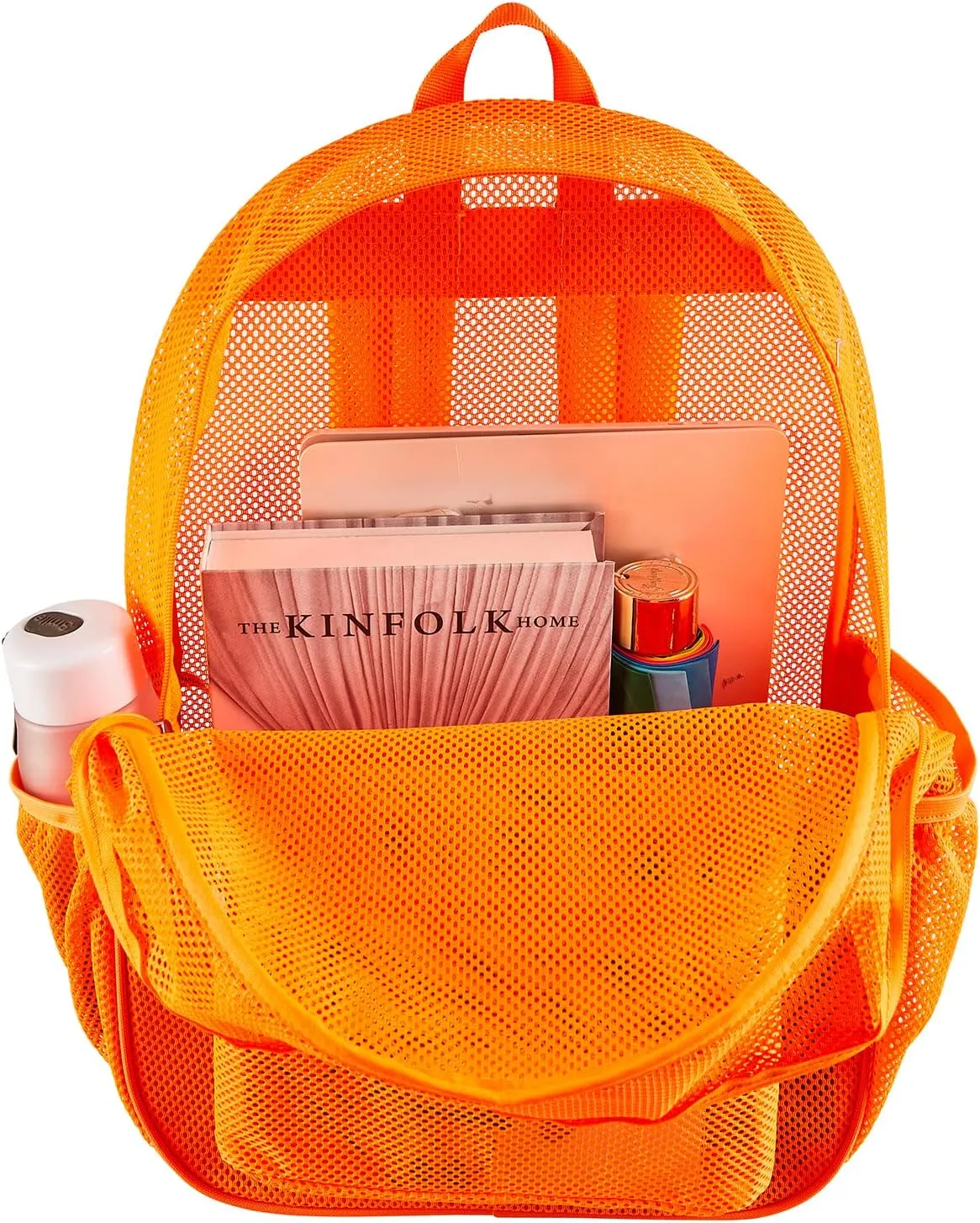 COVAX Heavy Duty Mesh Backpack, See Through College Backpack with Padded Shoulder Straps for Commuting, Swimming, Travel, Beach, Outdoor Sports (Orange)