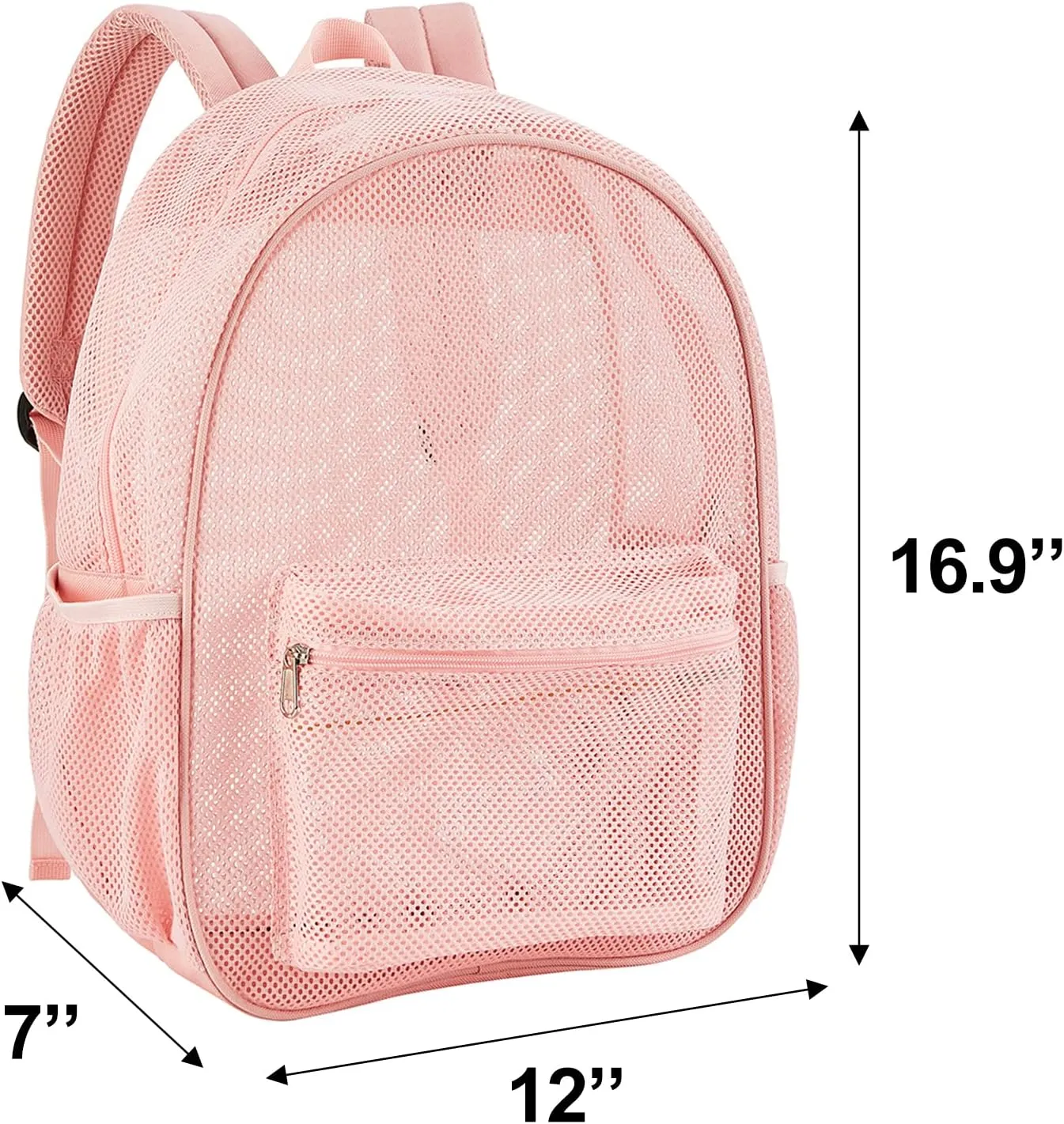 COVAX Heavy Duty Mesh Backpack, See Through College Backpack with Padded Shoulder Straps for Commuting, Swimming, Travel, Beach, Outdoor Sports (Pink)