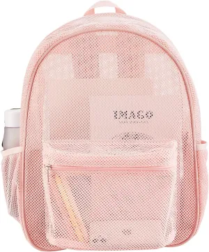 COVAX Heavy Duty Mesh Backpack, See Through College Backpack with Padded Shoulder Straps for Commuting, Swimming, Travel, Beach, Outdoor Sports (Pink)