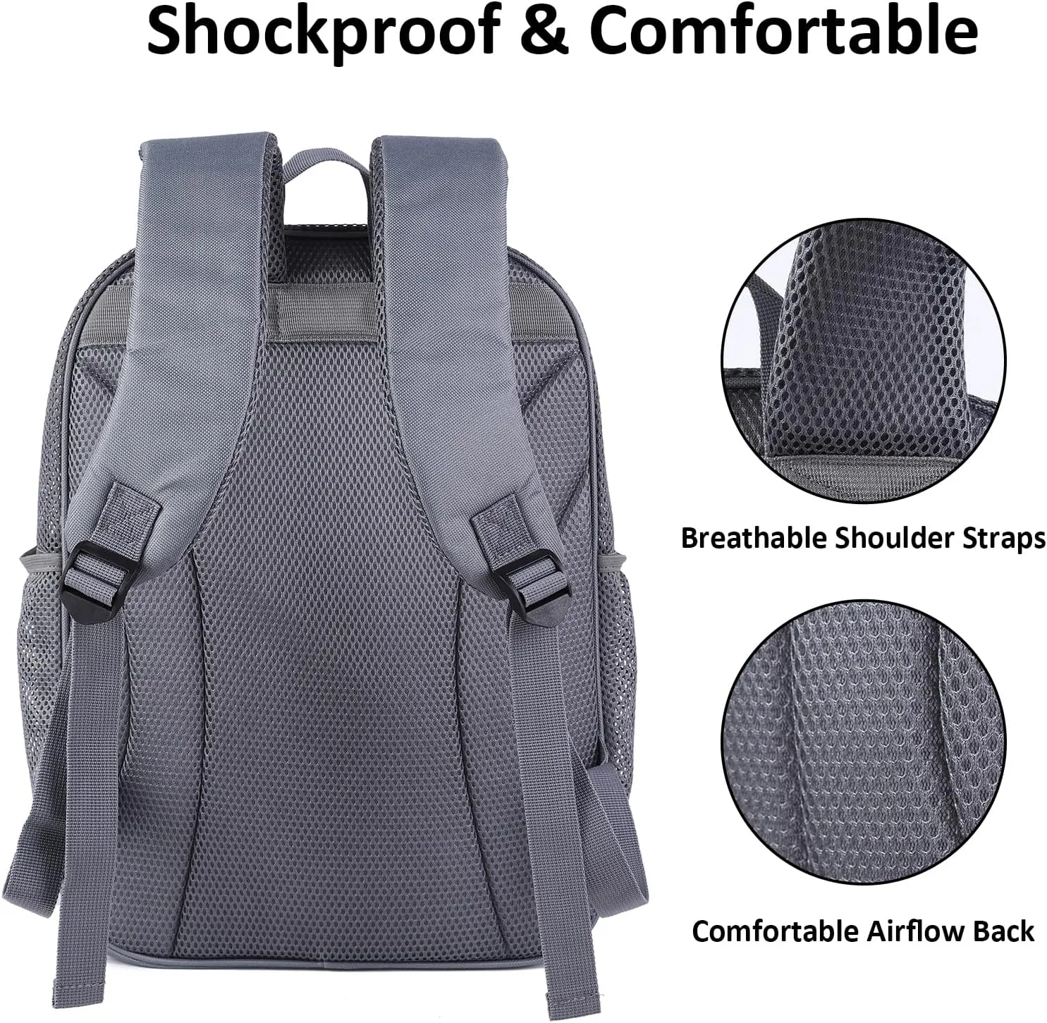 COVAX Large Mesh Backpack, Semi-transparent College Backpack with Bungee and Comfort Padded Straps for Travel, Swimming, Beach, Outdoor Sports (Grey)