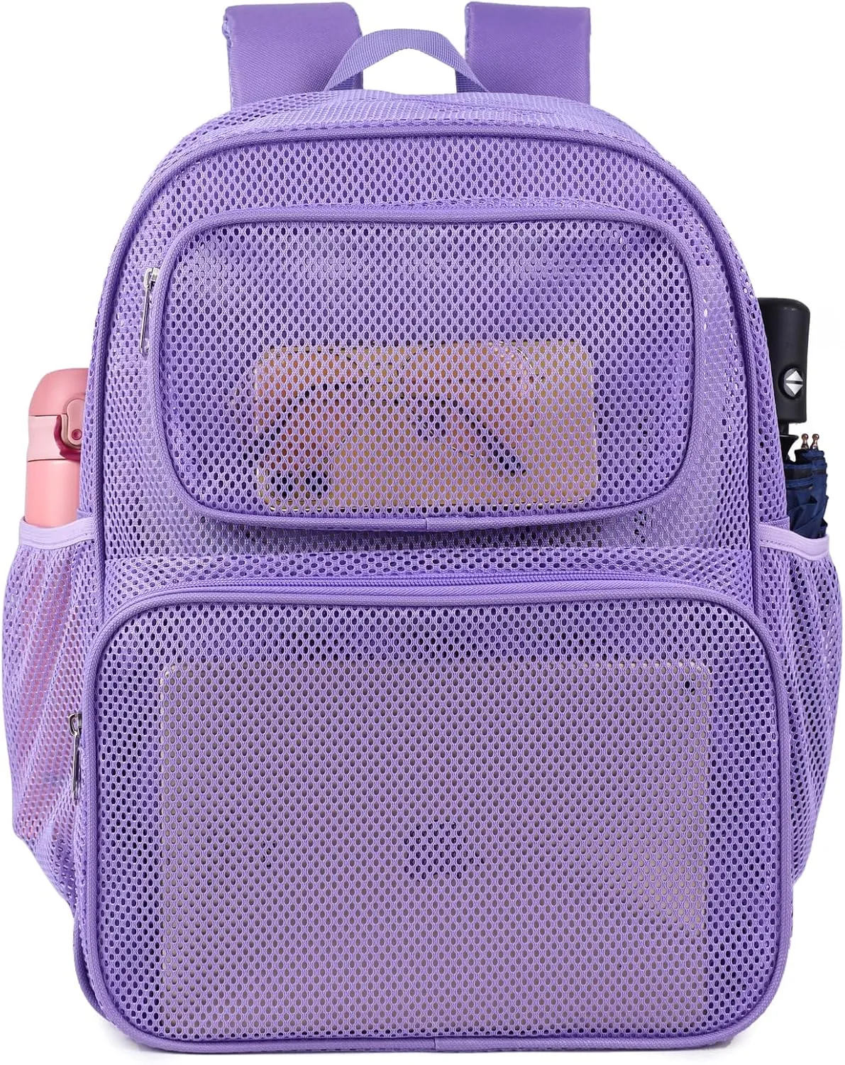 COVAX Large Mesh Backpack, Semi-transparent College Backpack with Bungee and Comfort Padded Straps for Travel, Swimming, Beach, Outdoor Sports (Purple)