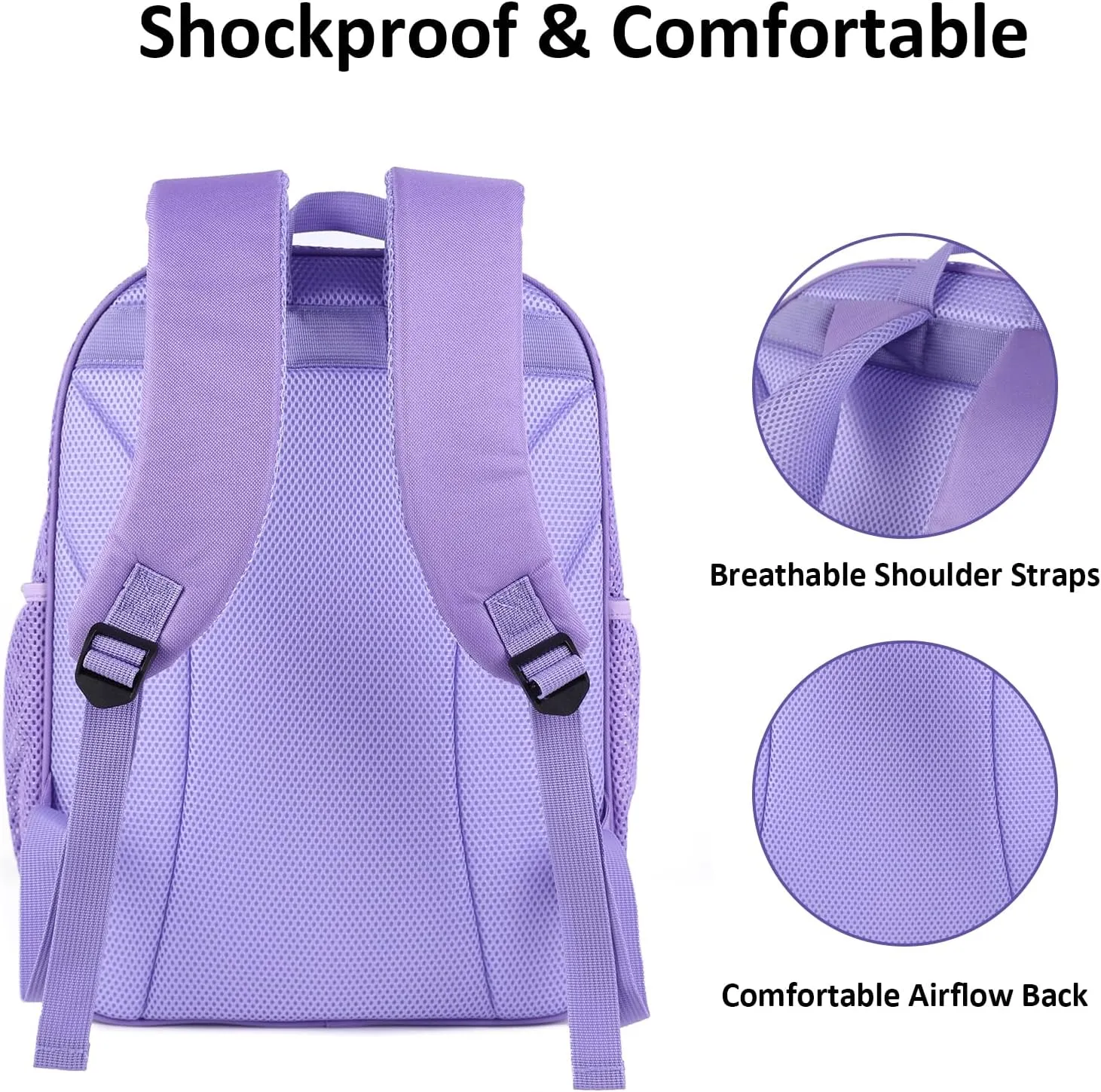 COVAX Large Mesh Backpack, Semi-transparent College Backpack with Bungee and Comfort Padded Straps for Travel, Swimming, Beach, Outdoor Sports (Purple)