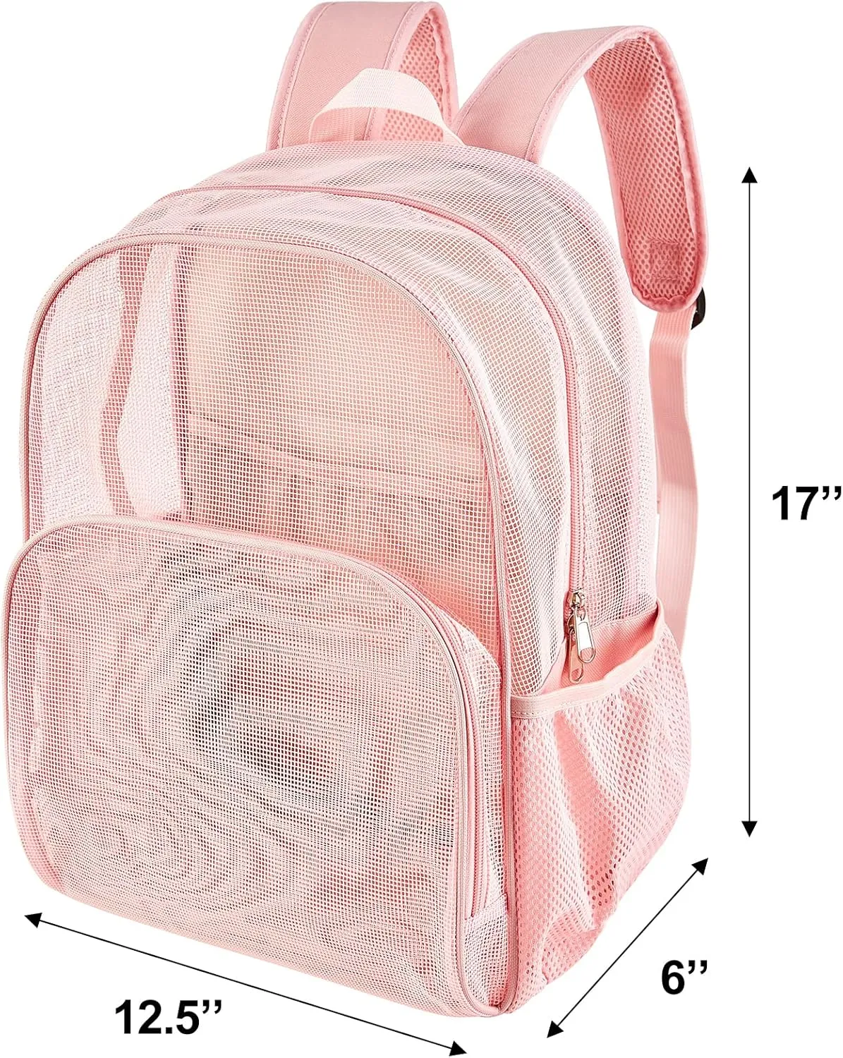 COVAX Mesh Backpack for School, Heavy Duty Mesh Bookbag, Semi-Transparent Back Pack for Beach, Swimming, Sports, Work, Travel (Pink)