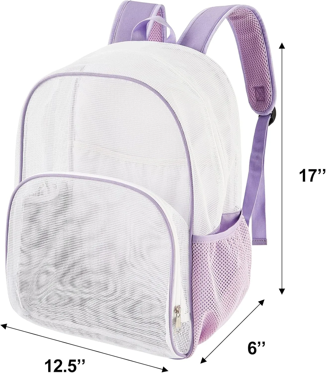 COVAX Mesh Backpack for School, Heavy Duty Mesh Bookbag, Semi-Transparent Back Pack for Beach, Swimming, Sports, Work, Travel (Purple)