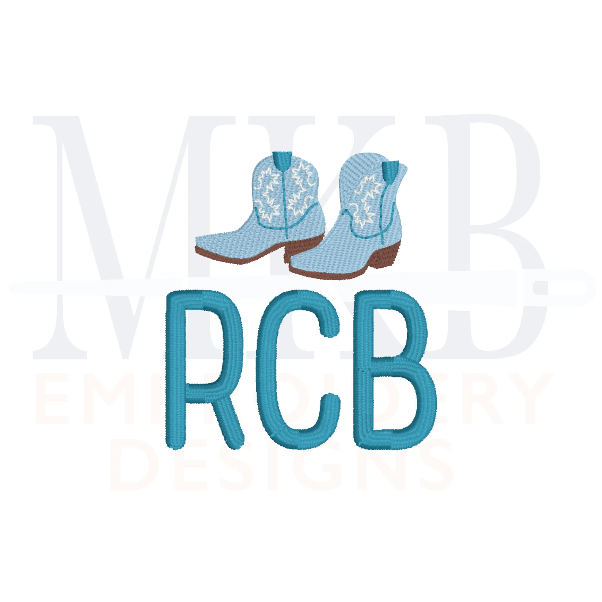 Cowboy Boots Embroidery Design, Mini Fill Stitch