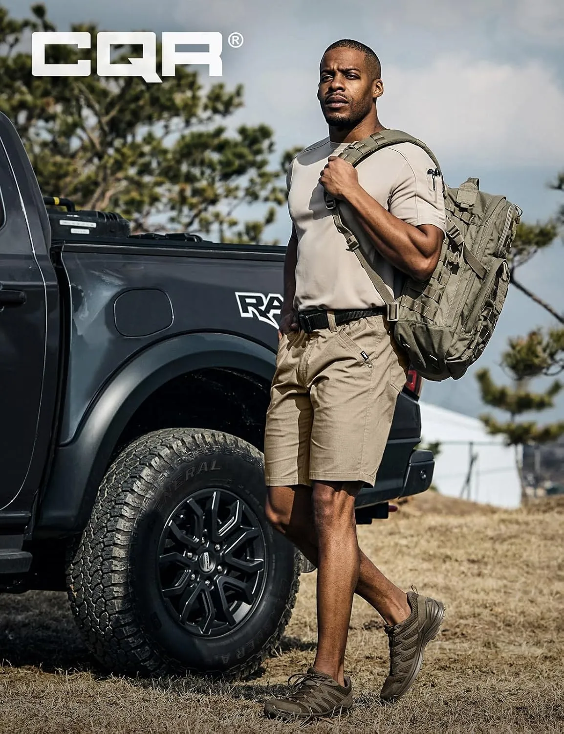 CQR Men's Flex Casual Cargo Shorts, Lightweight Water Resistant Golf Shorts, Stretch Tactical Work Shorts with Multi-Pocket