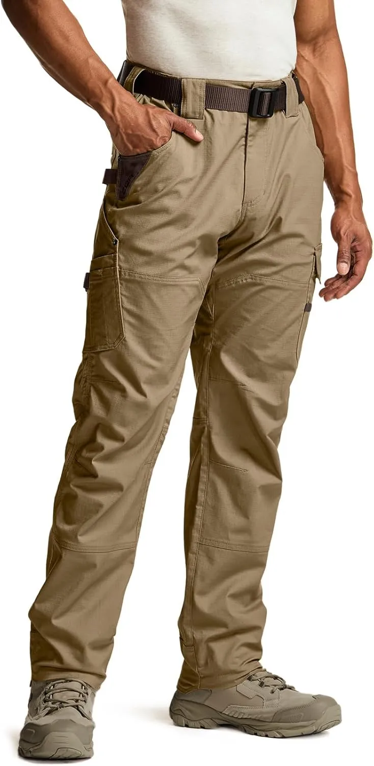 CQR Men's Flex Ripstop Work Pants, Water Resistant Tactical Pants, Outdoor Utility Operator EDC Cargo Pants