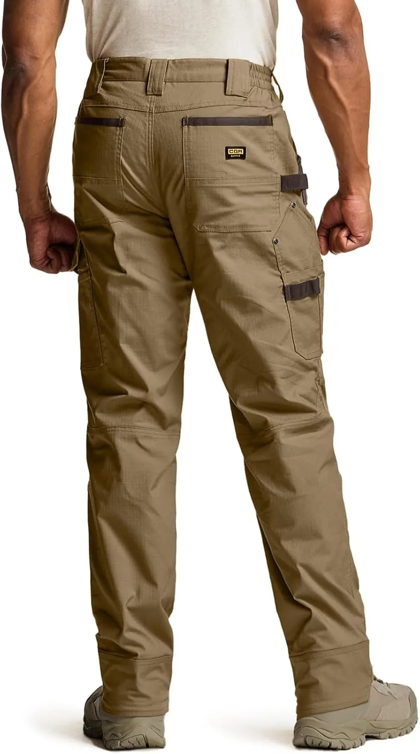 CQR Men's Flex Ripstop Work Pants, Water Resistant Tactical Pants, Outdoor Utility Operator EDC Cargo Pants