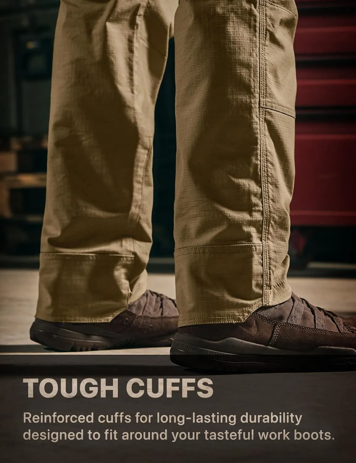 CQR Men's Flex Ripstop Work Pants, Water Resistant Tactical Pants, Outdoor Utility Operator EDC Cargo Pants