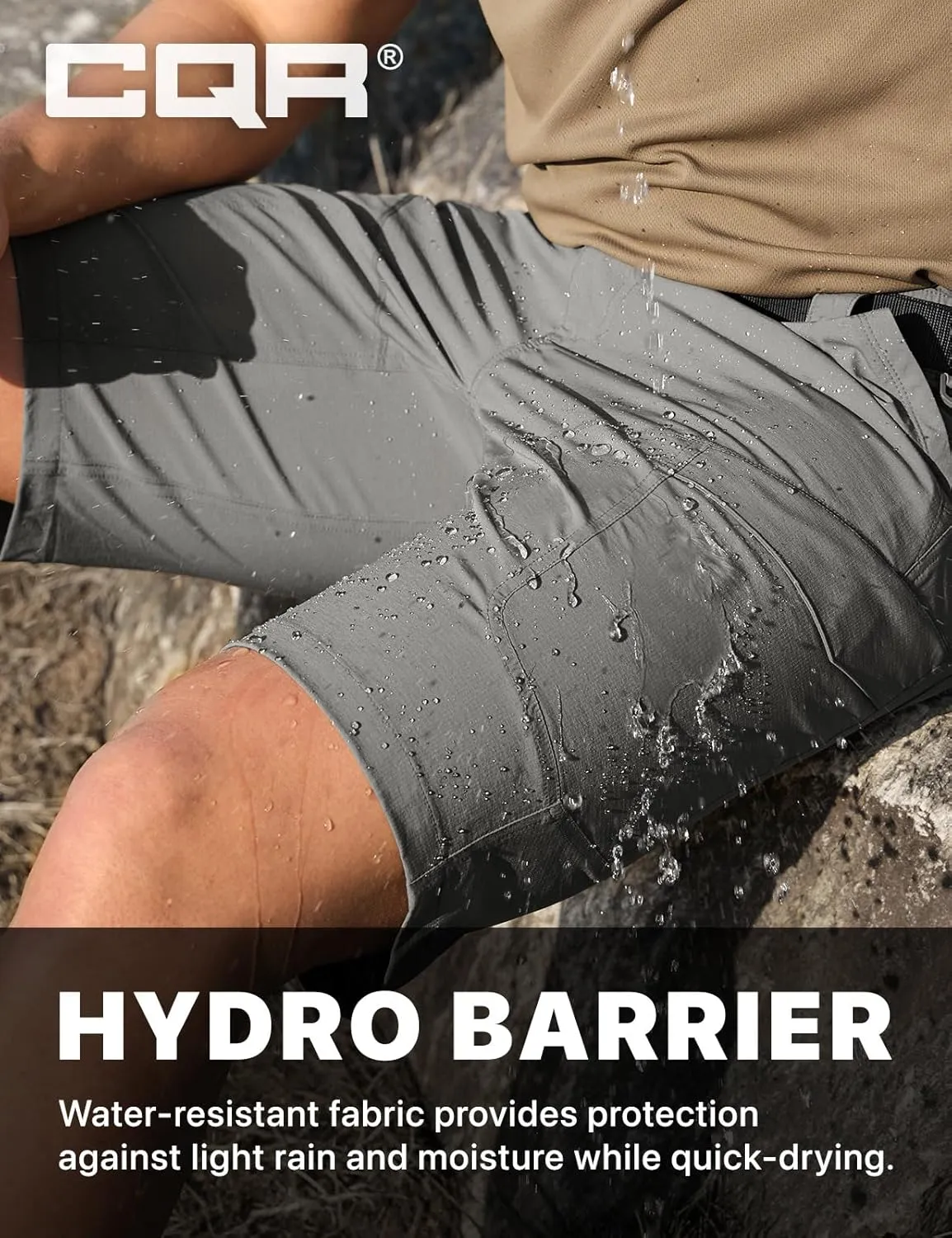 CQR Men's Quick Dry Stretch Hiking Cargo Shorts, Lightweight Water Resistant Tactical Casual, Golf & Outdoor with Pockets