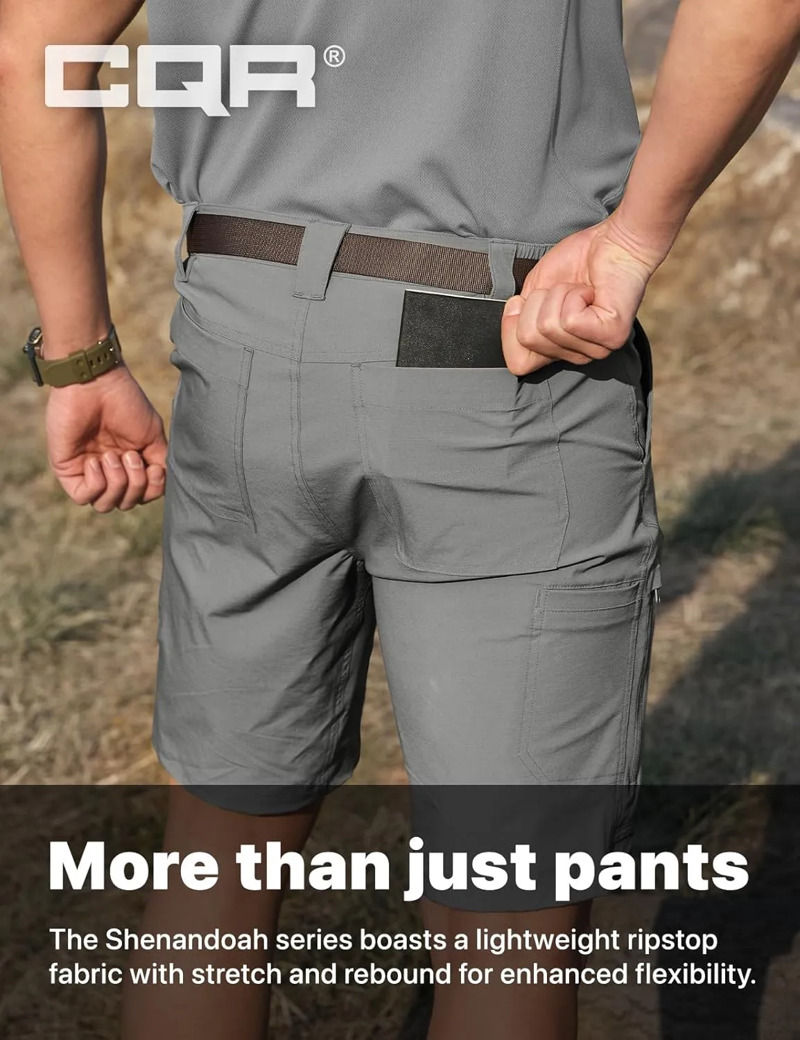 CQR Men's Quick Dry Stretch Hiking Cargo Shorts, Lightweight Water Resistant Tactical Casual, Golf & Outdoor with Pockets