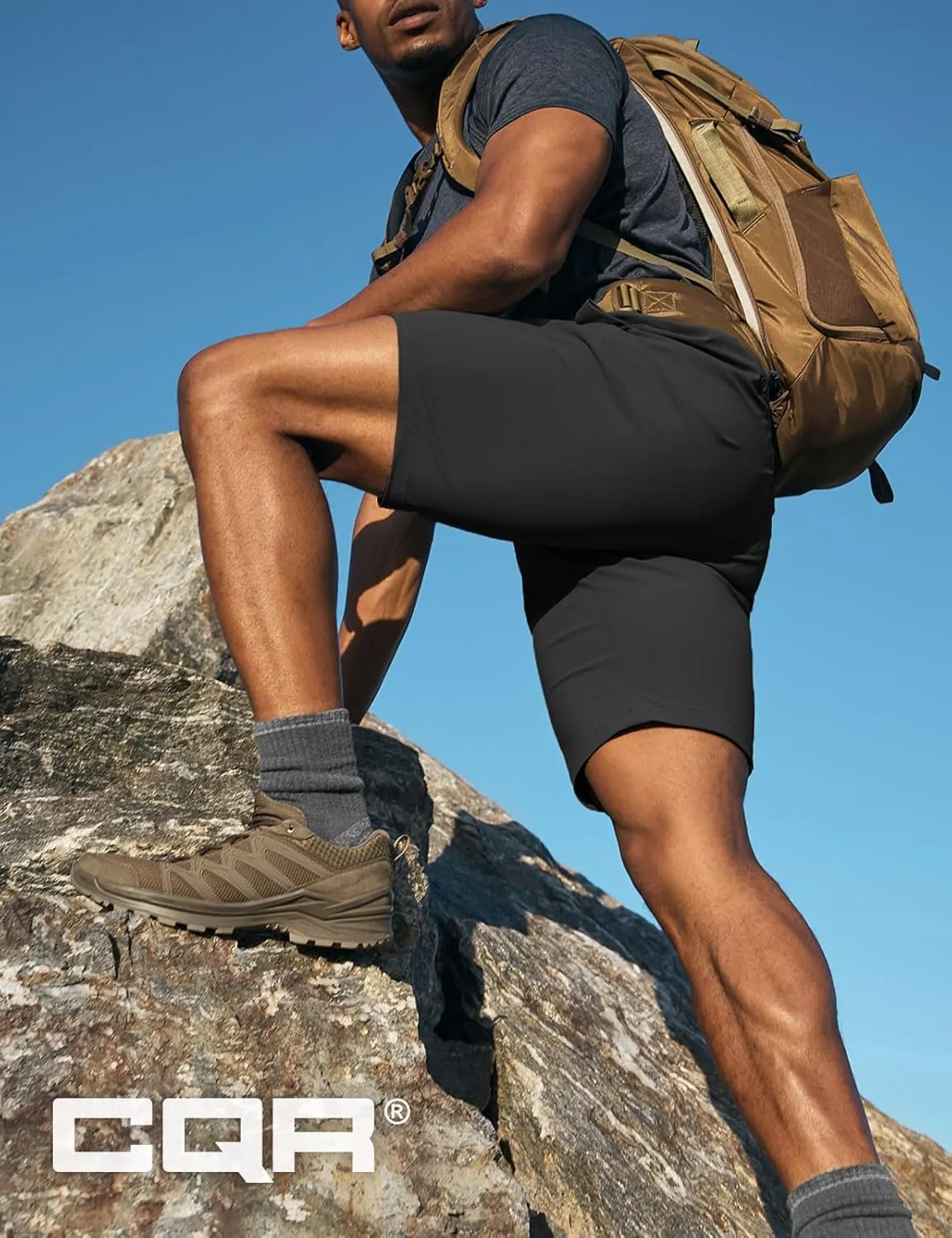 CQR Men’s Quick-Dry Stretch Hiking Cargo Shorts – Lightweight Water-Resistant Tactical Casual, Golf & Outdoor with Pockets