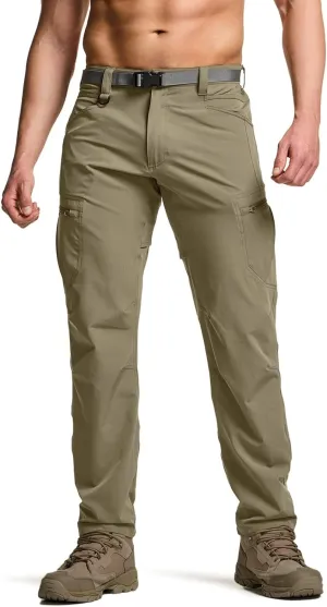 CQR Men's Quick Dry Tactical Pants, Water Resistant Outdoor Pants, Lightweight Stretch Cargo Work Hiking Pants