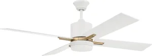 Craftmade TEA52WSB4 Teana 52" Ceiling Fan with LED Lights and Wall Control, White/Satin Brass