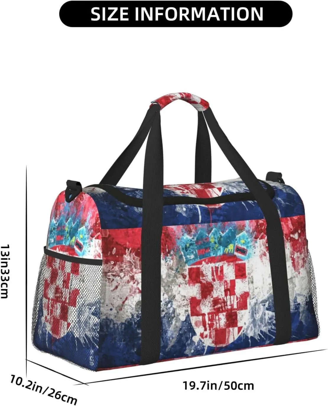 Croatia Flag Paint Travel Duffel Bag Large Foldable Waterproof Overnight Bag For Beach Swim Bags Pool Sports Gym