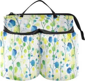 Cup Holder for Luggage Hands Free Watercolor Art Leaves Blue Green Attachment Cup Holder Travel Gifts for Drink Beverages Caddy Coffee