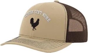 Custom Baseball Cap Rooster Shadow Cock Silhouette Embroidery Polyester Mesh