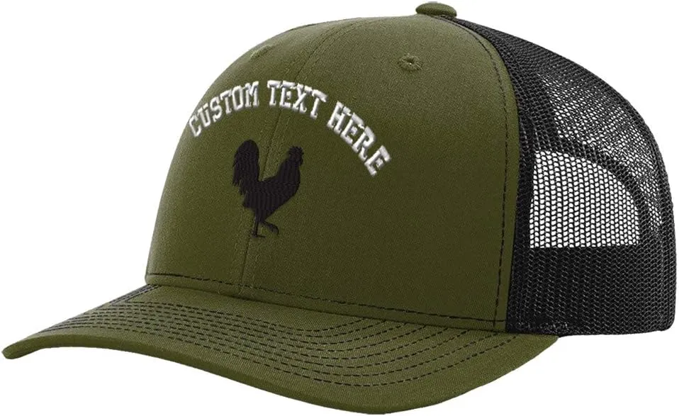 Custom Baseball Cap Rooster Shadow Cock Silhouette Embroidery Polyester Mesh