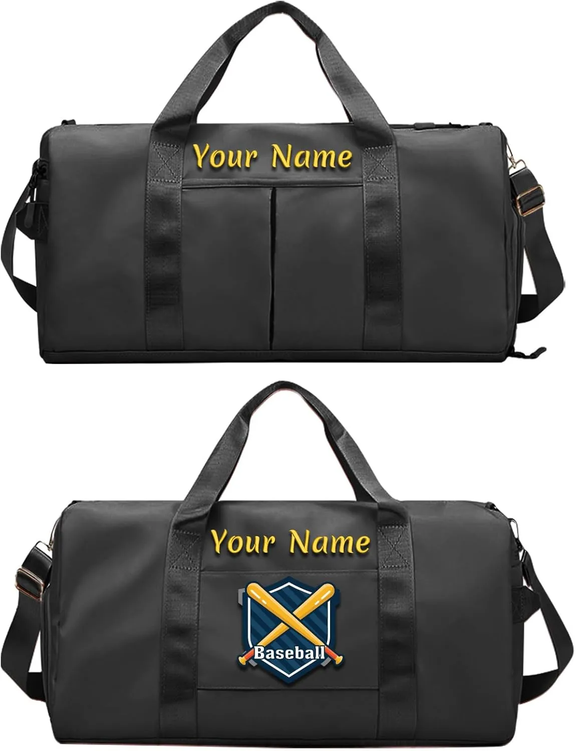 Custom embroidered sports bag, personalized gym bag, (with wet and dry pockets and shoe compartment) weekend travel duffel bag with shoulder strap, gift for travel and sports lovers