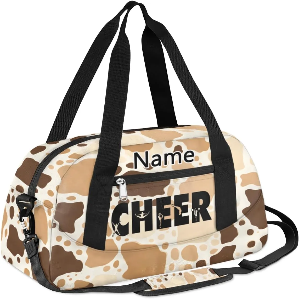 Custom Name Kids Duffle Bag Personalized Text Ballet Dance Sports Bag Waterproof Overnight Weekender Travel Workout Duffel Bag Gymnastics Carry On Bag for Boys Girls Teen Gifts, Cheer