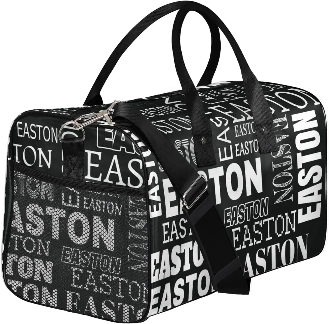 Custom Sport Gym Duffel Bag with Name Personalized Travel Overnight Bag Waterproof Customized Dance Bag Carry-On Tote 17.4in, Black