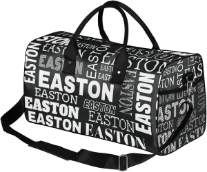 Custom Sport Gym Duffel Bag with Name Personalized Travel Overnight Bag Waterproof Customized Dance Bag Carry-On Tote 17.4in, Black