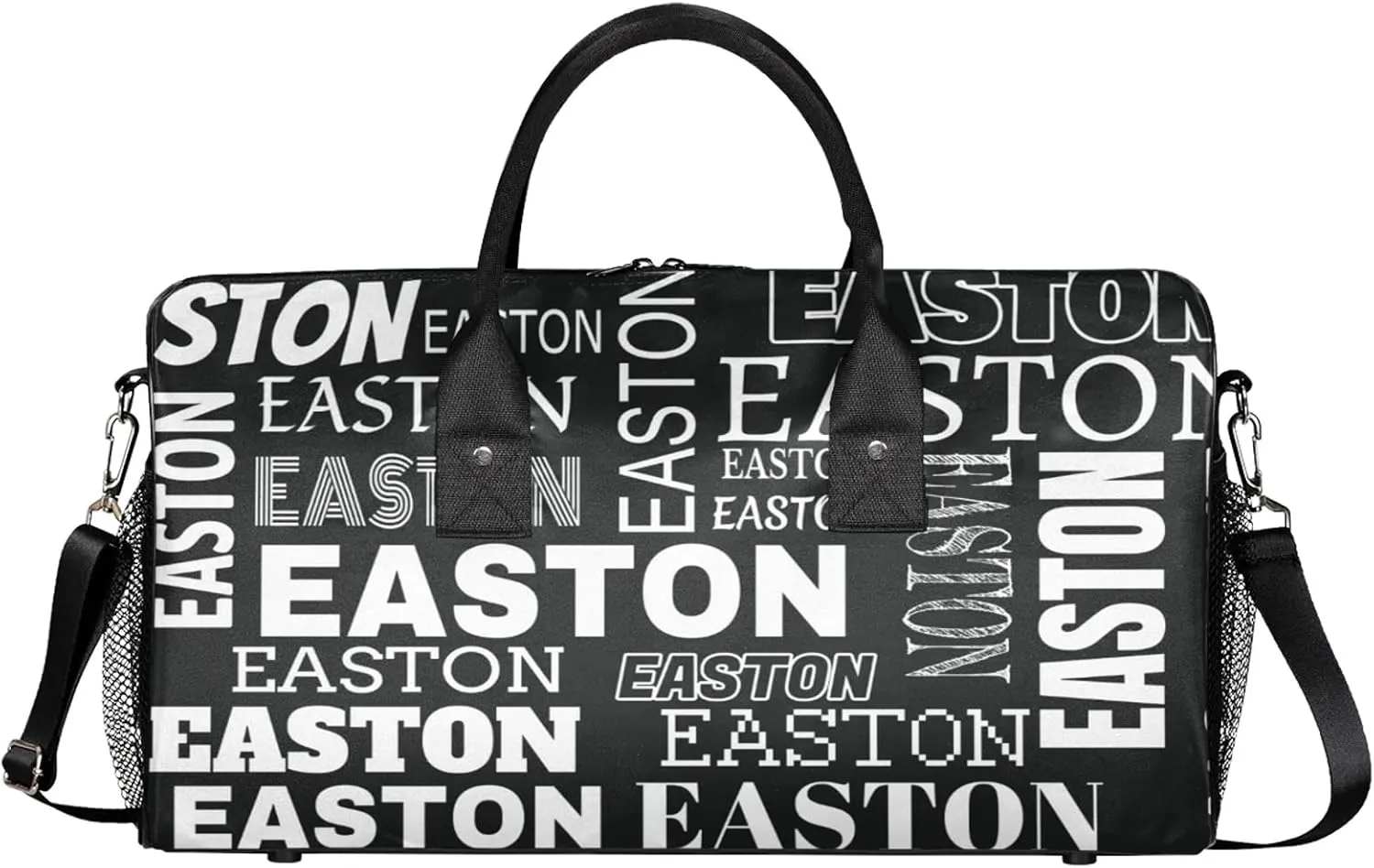 Custom Sport Gym Duffel Bag with Name Personalized Travel Overnight Bag Waterproof Customized Dance Bag Carry-On Tote 17.4in, Black