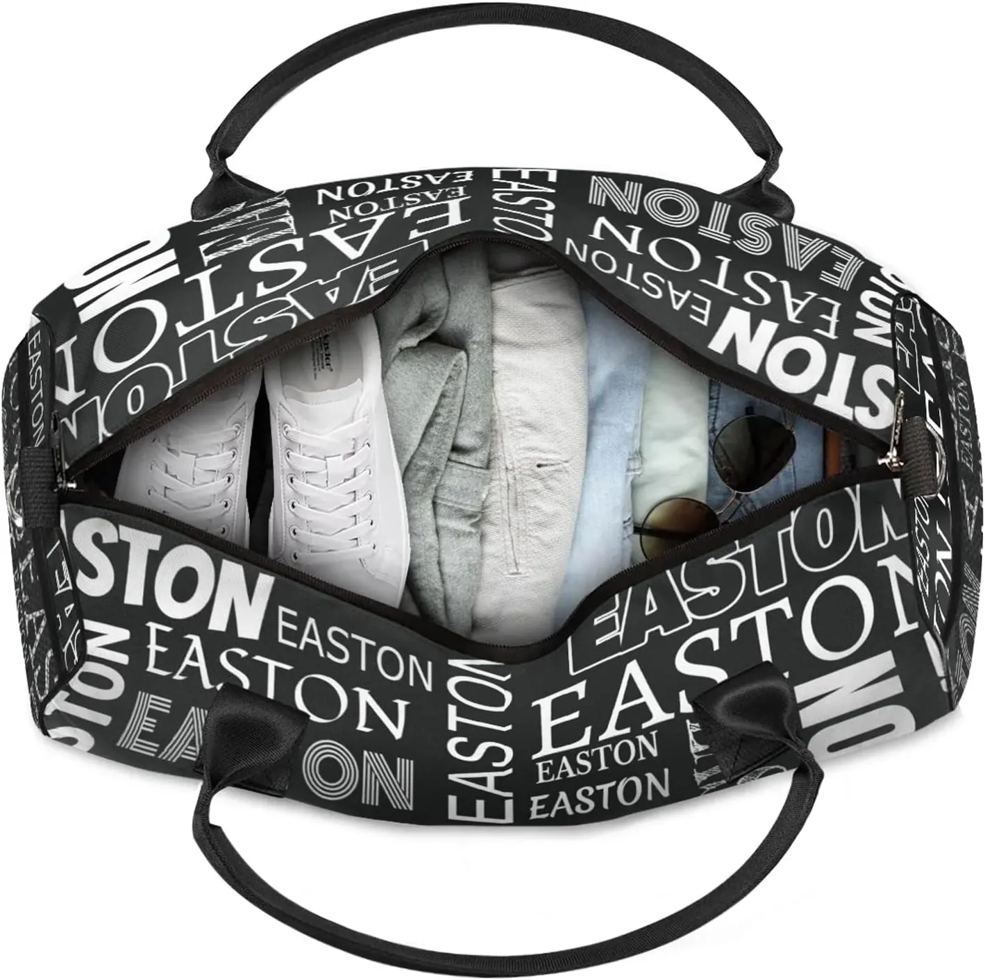 Custom Sport Gym Duffel Bag with Name Personalized Travel Overnight Bag Waterproof Customized Dance Bag Carry-On Tote 17.4in, Black